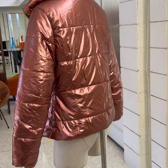 AOFUR Puffer Jacket Copper with Red Lining Size Small - Picture 4 of 10